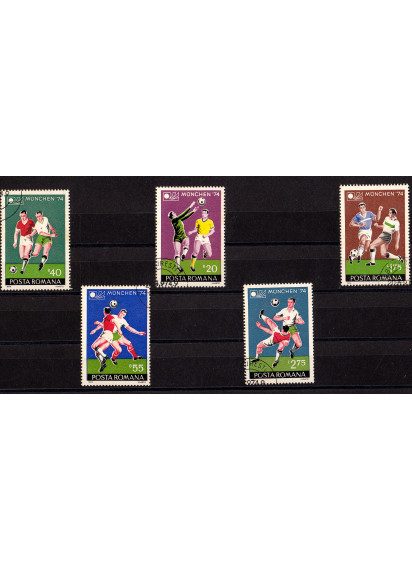 ROMANIA - francobolli serie usata francobolli calcio Monaco 1974